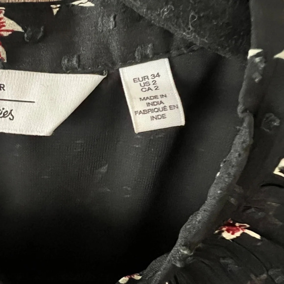 & Other Stories Ruffled Long Sleeve Black/Red Floral Mini Dress Size 2 EUC - Picture 8 of 10